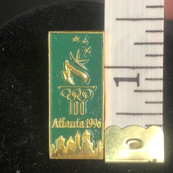 atlanta summer olympic games rectangle pin torch green skyline travel 1996 100 y - Picture 3 of 6